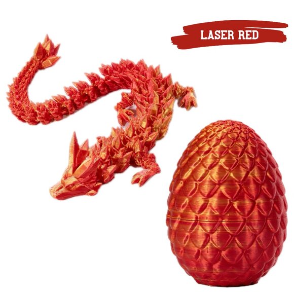 3D Printed Dragon Eggs with Dragon Inside, Articulated Crystal Dragon 12 Inches - Picture 10 of 10